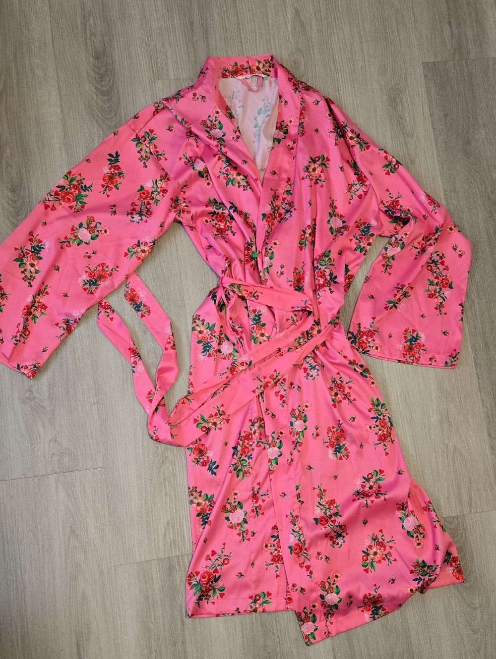 Victoria's Secret Pink Floral Satin Wrap Robe